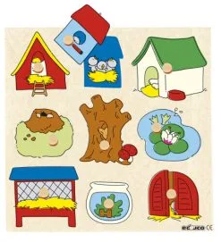 EDUCO Surprise Inlegpuzzels - Dierenhuisjes (9 Stukjes)